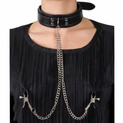 New ❤️ Bondara Black Collar With Nipple Clamps 🧨 -Fetish Wear Sales unnamed file 104
