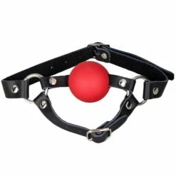 Best Pirce 🧨 Bondara Black And Red Leather Ball Gag Harness 😀