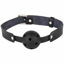 Best Sale 🌟 Bondara Luxe Erotica Black Leather Vented Ball Gag 🤩