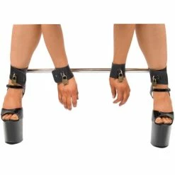 Wholesale โค๏ธ Bondara Spreader Bar With Four Faux Leather Padlocked Cuffs ๐