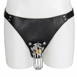 Buy 🔥 Bondara Luxe Leather Male Chastity Harness With Cock Cage 🧨