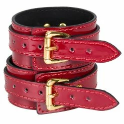 Outlet 🌟 Bondara Inmate Patent Red Faux Leather Handcuffs 🧨 -Fetish Wear Sales unnamed file 207