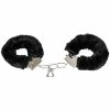 Outlet 🎁 Bondara Comfortably Fun Black Faux Fur Metal Handcuffs ⭐