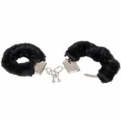 Outlet 🎁 Bondara Comfortably Fun Black Faux Fur Metal Handcuffs ⭐ -Fetish Wear Sales unnamed file 234