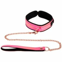 Brand new ❤️ Bondara Pink Kink Rose Gold Soft Velcro Bondage Collar And Leash 🛒