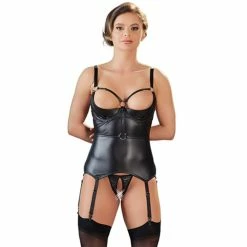 Discount 😍 Bondara&Sex Cottelli Collection Shelf Basque, Cuffs And Crotchless G-String 💯