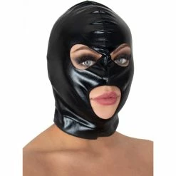 Flash Sale 😉 Bondara Wet Look Open Mouth And Eyes Bondage Hood ⌛