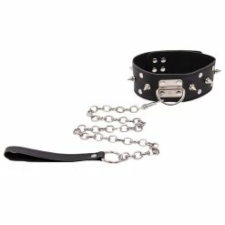 Deals π Torment Black Leather Spiked Collar With Leash π