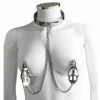 Promo 🧨 Torment Stainless Steel Collar With Clover Nipple Clamps 😉